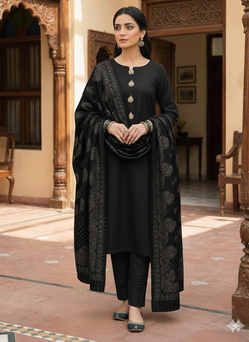 Jacquard Banarsi Pashmina - 3 Pcs Dress