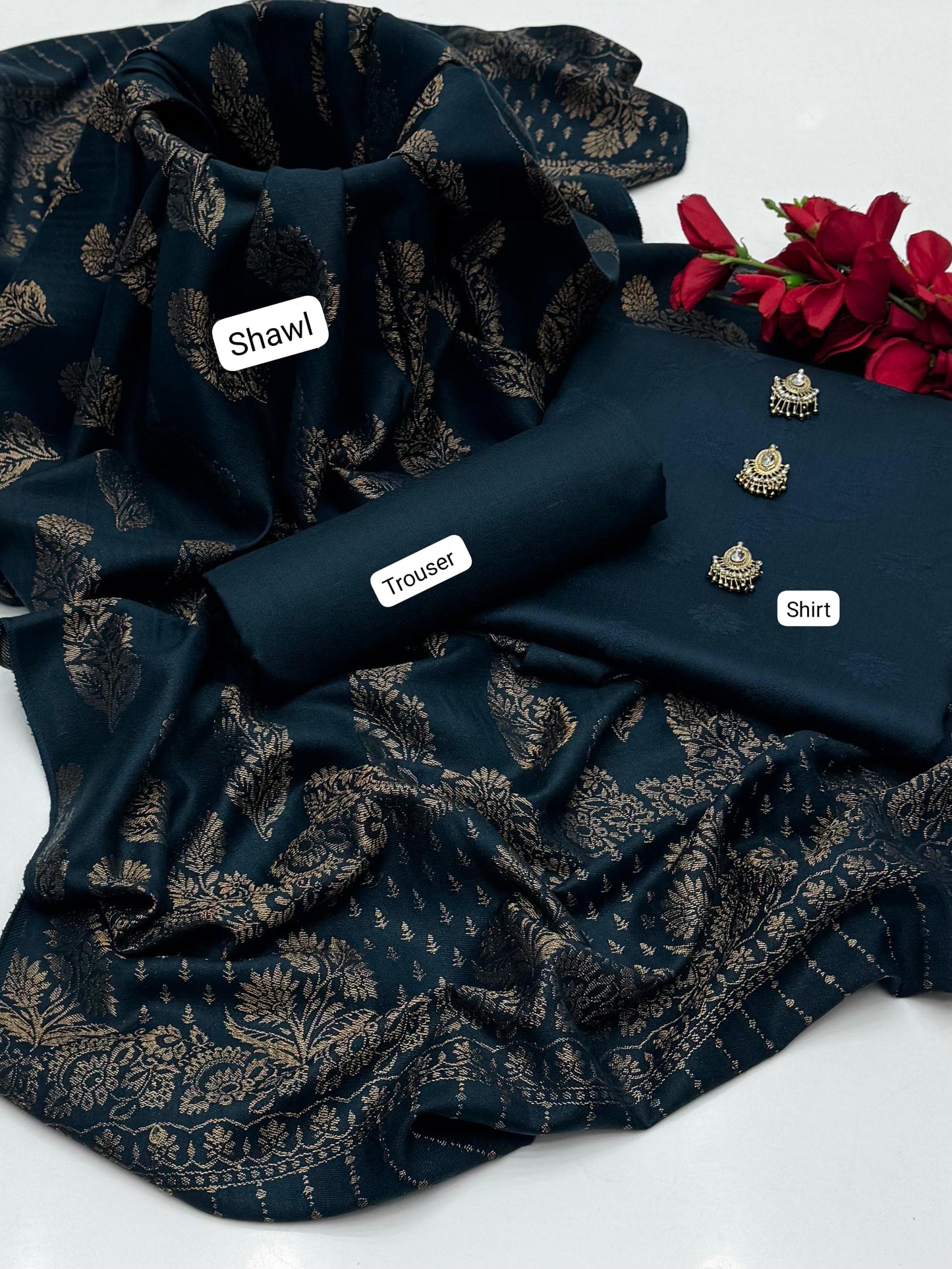 Jacquard Banarsi Pashmina - 3 Pcs Dress