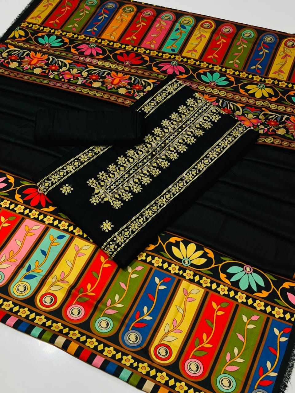 Dhanak Marina Cross Stitch Embroidered - 3 Pcs Dress