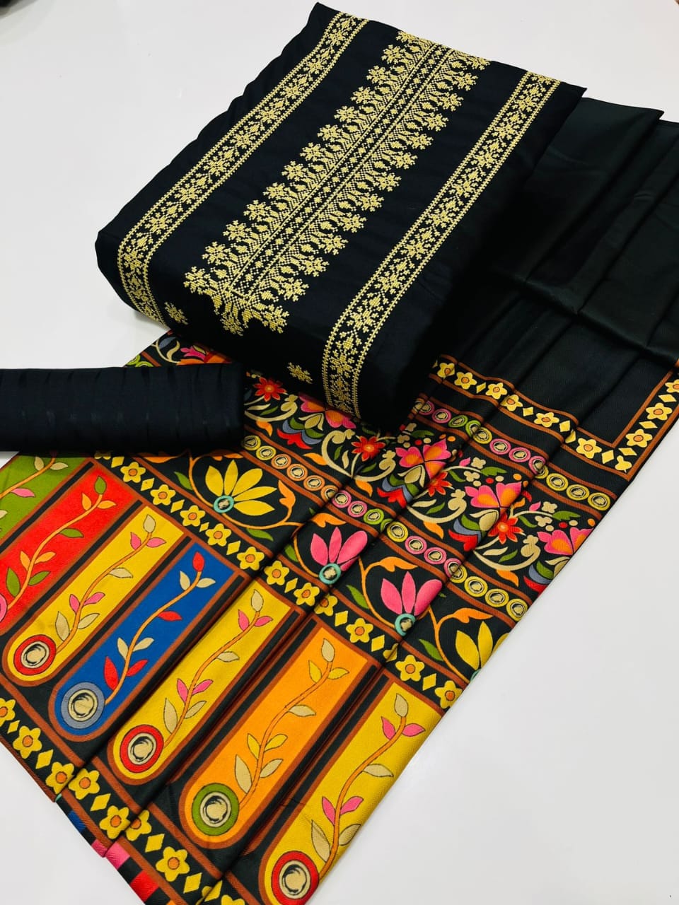 Dhanak Marina Cross Stitch Embroidered - 3 Pcs Dress